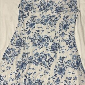 SHEIN Blue & White Floral Cowl Neck Mini Dress